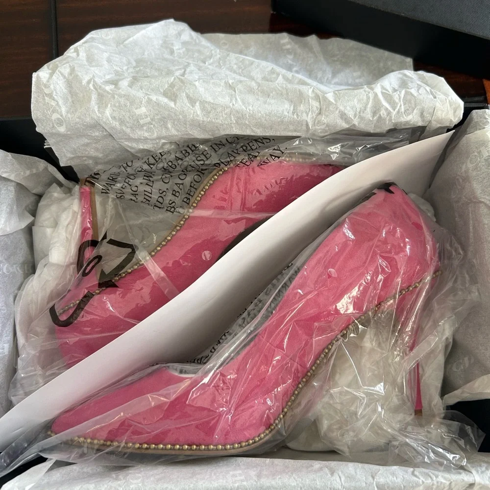 Coach Waverly85 Beadchain Suede Heels - Picture 7 of 9